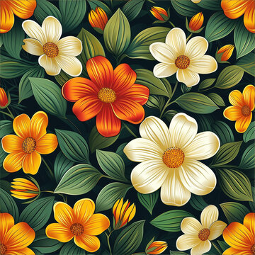 floral reapeating pattern with flowers on background