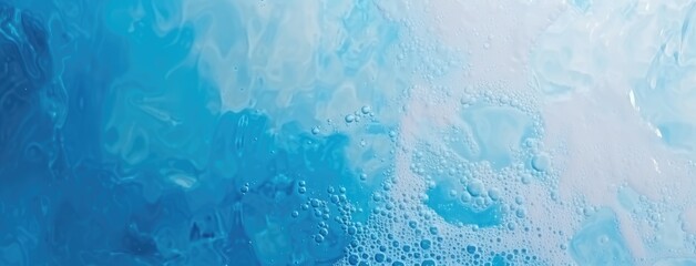 Abstract Blue Watercolor Texture with Bubbles