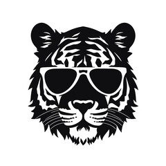 Obraz premium tiger animal illustration , tiger with glasses isolated white background. Tiger logo design