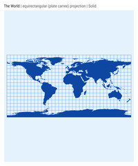 World Map. equirectangular (plate carree) projection. Solid style. High Detail World map for infographics, education, reports, presentations. Vector illustration.