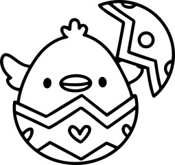 Cute chicken with Easter egg outline coloring