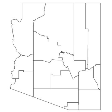 High detailed illustration map - Arizona State Map with counties