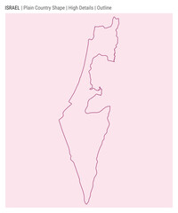 Israel plain country map. High Details. Outline style. Shape of Israel. Vector illustration.
