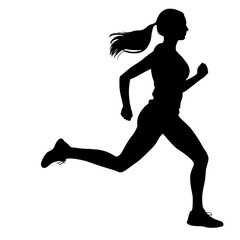 Vector silhouette of a  women runner 