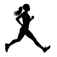 Vector silhouette of a  women runner 