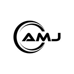 AMJ letter logo design in illustration. Vector logo, calligraphy designs for logo, Poster, Invitation, etc.