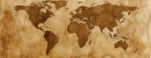Vintage World Map on Aged Paper Texture