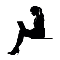  woman is working on the laptop 