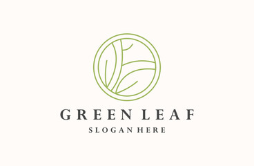 Line green leaf company logo