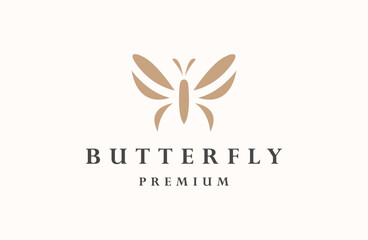 Butterfly logo. line logotype design. premium butterfly symbol logotype.