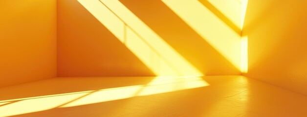 Warm Sunlight Casting Shadows in a Yellow Room