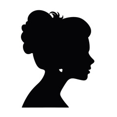 Woman head  in profile. Beautiful female face profile , black silhouette  avatar  ,portraits with hairstyle vector