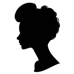 Woman head  in profile. Beautiful female face profile , black silhouette  avatar  ,portraits with hairstyle vector