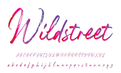 Hand drawn vector calligraphy tattoo alphabet with numbers