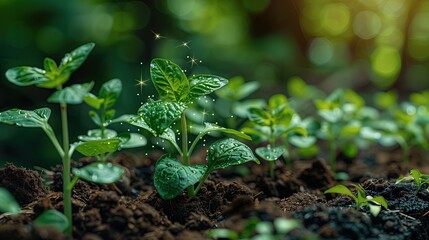 Natural background, with technology, sustainable natural energy. agricultural concept Environment and ecology and data analysis