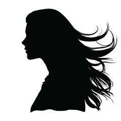 Beautiful profile of young woman Silhouette 
