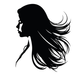 Beautiful profile of young woman Silhouette 
