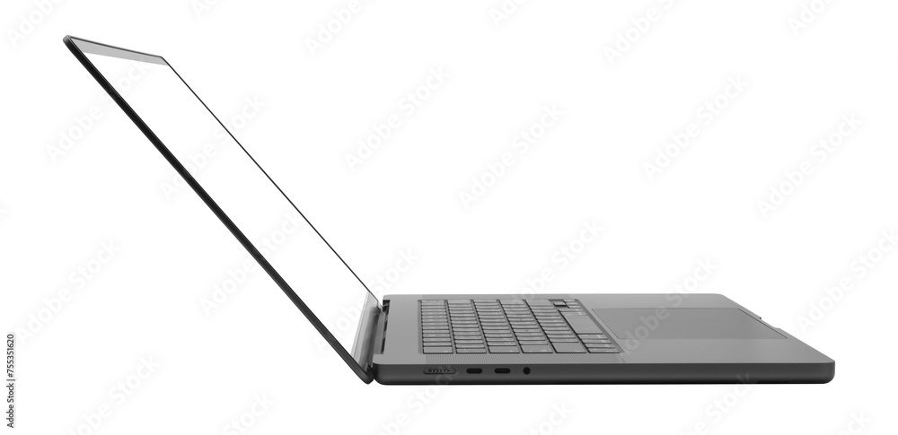 Poster laptop or notebook isolated on transparent background with clipping path.