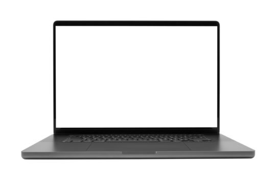 Laptop or notebook isolated on transparent background with clipping path.