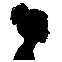 female face silhouette or icon.  woman avatar profile. Unknown or anonymous famale. Vector illustration.