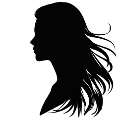 female face silhouette or icon.  woman avatar profile. Unknown or anonymous famale. Vector illustration.