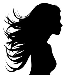 female face silhouette or icon.  woman avatar profile. Unknown or anonymous famale. Vector illustration.