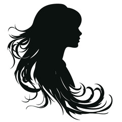 female face silhouette or icon.  woman avatar profile. Unknown or anonymous famale. Vector illustration.