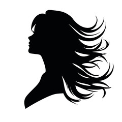 female face silhouette or icon.  woman avatar profile. Unknown or anonymous famale. Vector illustration.