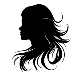 female face silhouette or icon.  woman avatar profile. Unknown or anonymous famale. Vector illustration.