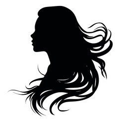 female face silhouette or icon.  woman avatar profile. Unknown or anonymous famale. Vector illustration.