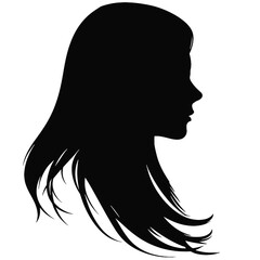 female face silhouette or icon.  woman avatar profile. Unknown or anonymous famale. Vector illustration.