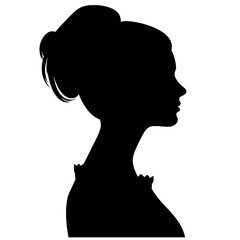 female face silhouette or icon.  woman avatar profile. Unknown or anonymous famale. Vector illustration.