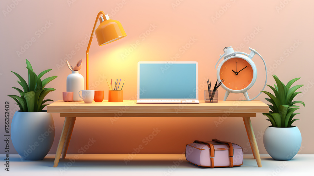 Canvas Prints Desk 3d rendering