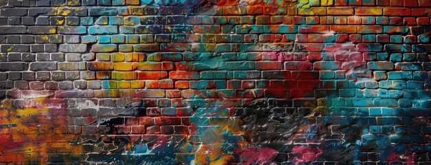 Vibrant Graffiti Art on Urban Brick Wall