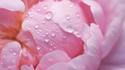 Fototapeta premium Beautiful pink rose with dew drops close-up macro photography
