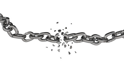 Broken chain on transparency background