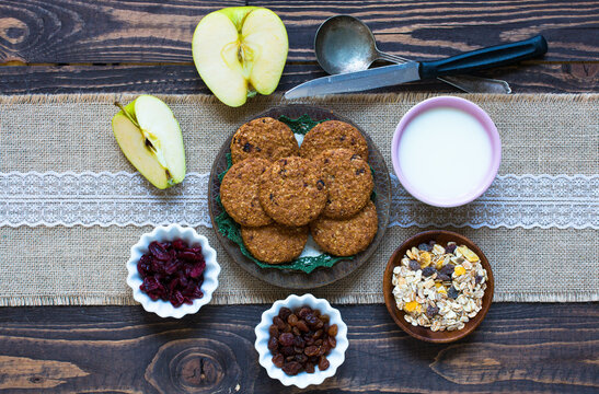 Healthy morning breakfast with cereal biscuits