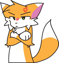 Angry ginger cat, cartoon style illustration with white background, suitable for logo, poster, design etc