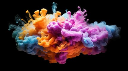 Fototapeta premium Colorful ink in water on a black background. Abstract background.