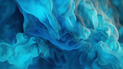 Blue ink in water close-up. Abstract background. - obrazy, fototapety, plakaty
