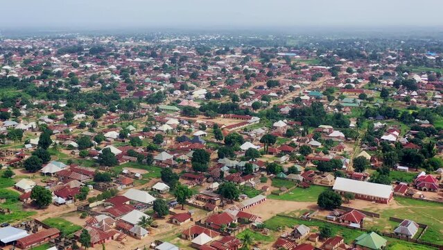 Gboko Town is a sprawling suburb in Benue State, Nigeria - aerial panorama