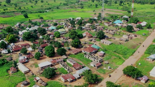 Pila, Nigeria in Benue State is a rural farming community - scenic aerial view