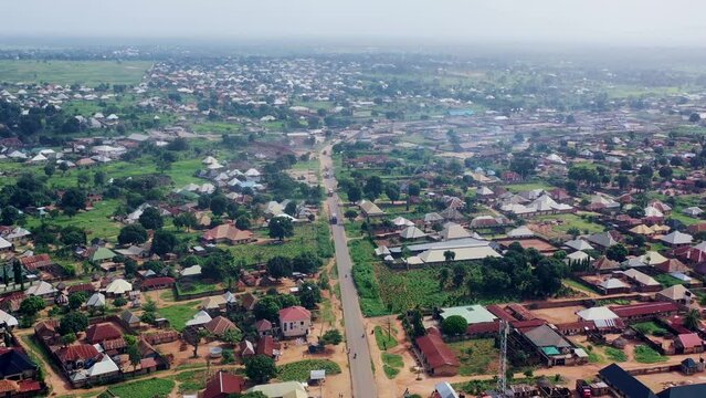 Aerial view of Gboko Town Benue State Nigeria on a muggy day