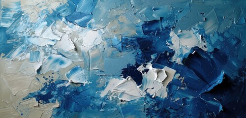 Textured Blue Abstract Art with Palette Knife
