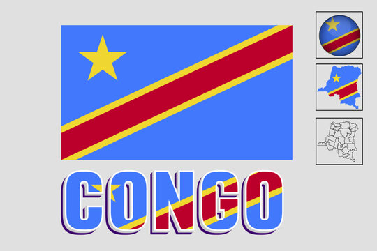 Vector illustration of a map and Congo flag