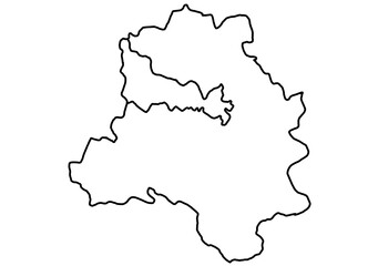 North West Delhi, India Map Black Silhouette and Outline Isolated on White...