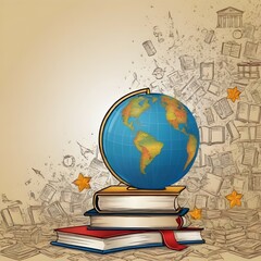 globe and books