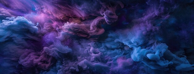Vivid Blue and Purple Smoke Cloud Panorama