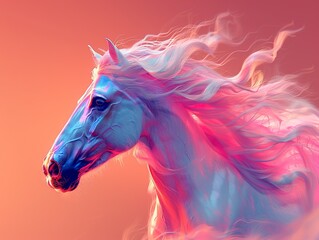 impression artwork of a Horse with iridescent opalescent colours style