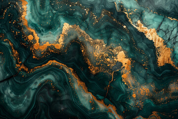 green marble with veins of gold, beautiful abstract background, design - obrazy, fototapety, plakaty